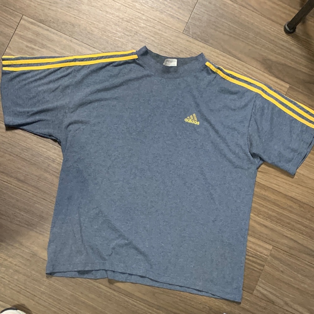 adidas Heather Blue Tee with Yellow Accents